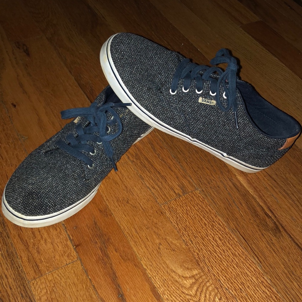 Navy Blue and  Black textured vans
